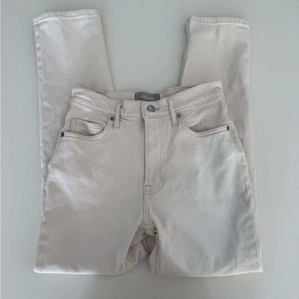 Everlane Women's Off-White Cream The Original Cheeky Slim Jeans Organic Cotton